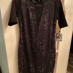 Elie Tahari Black Abstract Mini Dress